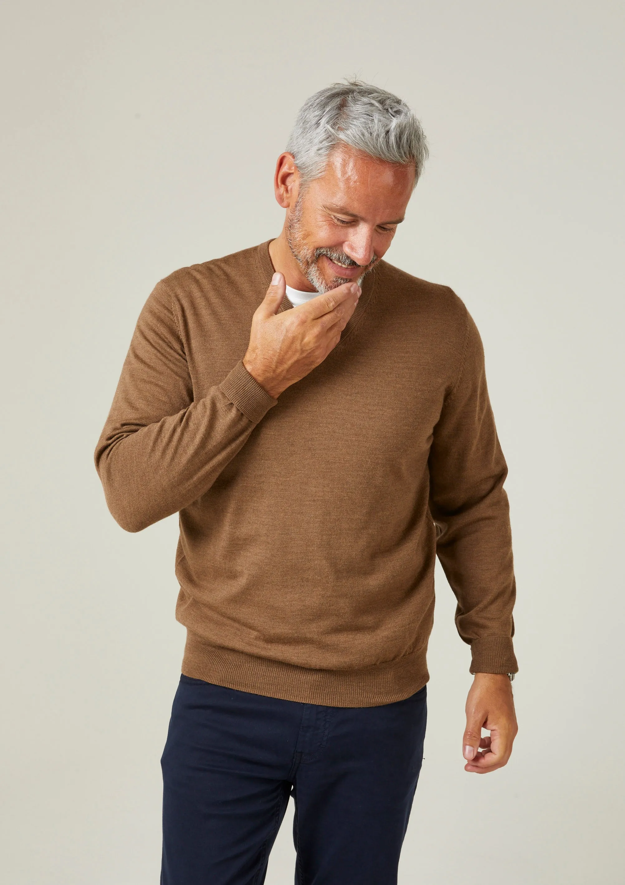 Millbreck Merino Wool Jumper in Chestnut - Regular Fit